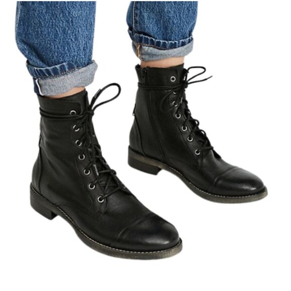 Free People Shoes - FREE PEOPLE Lace Up Boots Black Leather